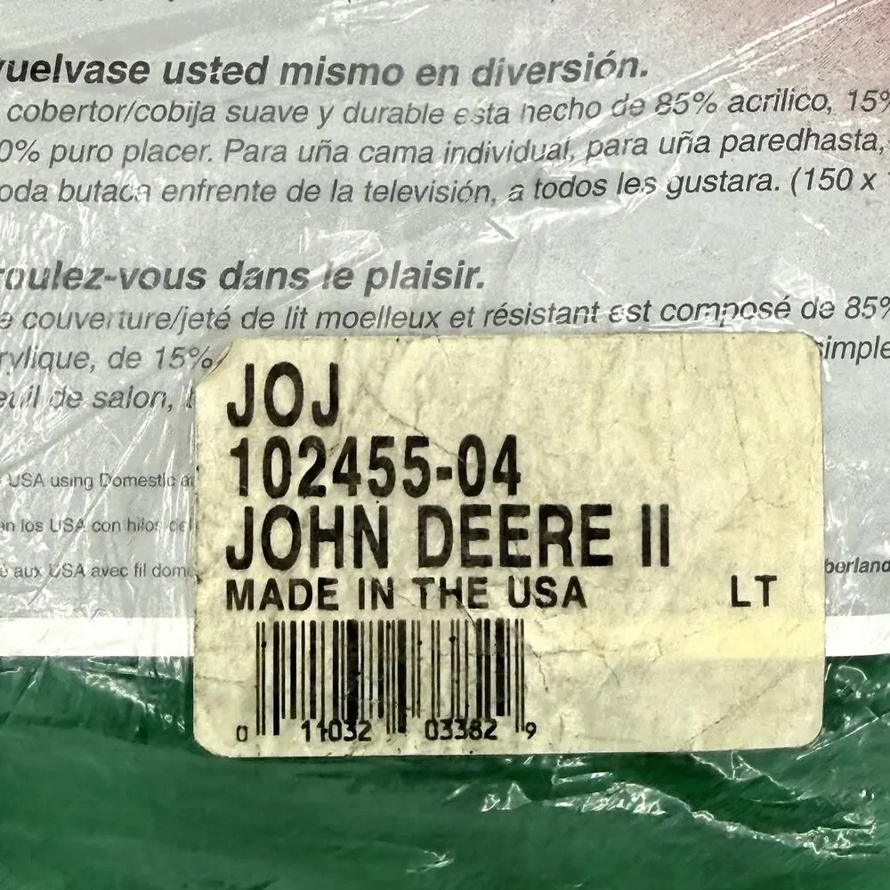 Vintage John Deere Large Logo Throw Blanket Biederlack 60” X 50” Made In USA NEW